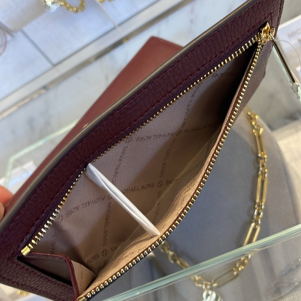Michael Kors Reed Large Bifold Pebbled Leather Snap Wallet Card Case 
Oxblood - Picture 9 of 16
